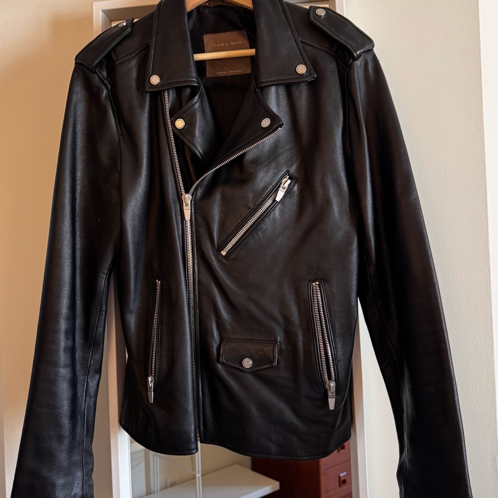 Zara Lambskin Double Rider Jacket